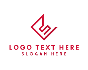 Tilted - Geometric Red Letter E logo design