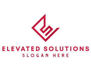 Geometric Red Letter E logo design