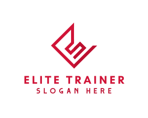 Geometric Red Letter E logo design