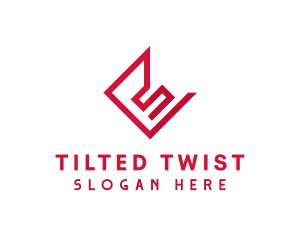 Tilted - Geometric Red Letter E logo design