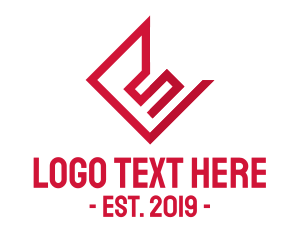 Text - Geometric Red Letter E logo design