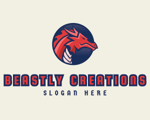 Dragon Mythical Creature Gaming logo design