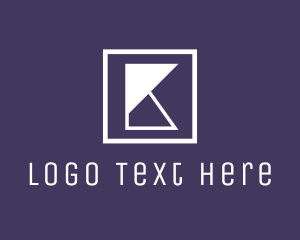 Geometric Square K Letter Brand Logo