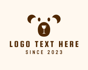 Glass - Wine Glass Bear logo design