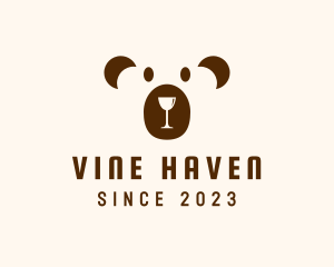 Wine Glass Bear logo design