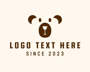 Drinking - Wine Glass Bear logo design