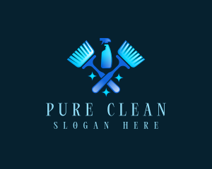 Mop Cleaning Sanitation logo design