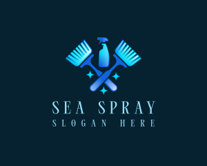 Mop Cleaning Sanitation logo design