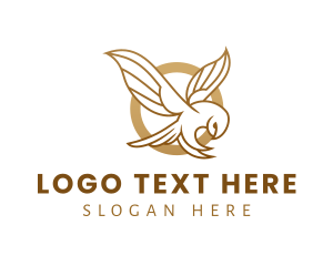 Flying - Luxury Gold Owl logo design