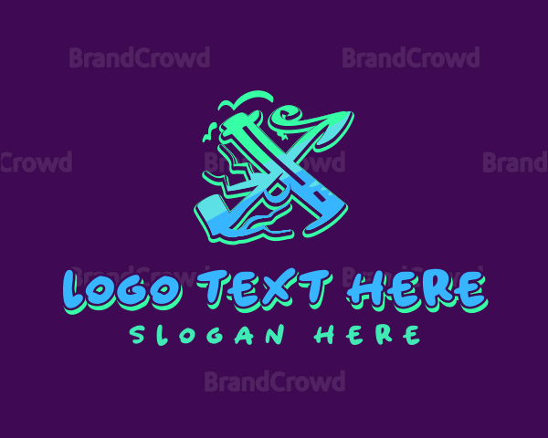 Neon Graffiti Letter X Logo