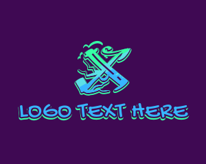 Beatbox - Neon Graffiti Art Letter X logo design