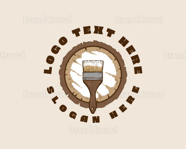 Wood Paint Brush Logo