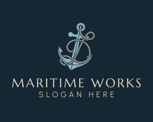 Shipyard - Marine Anchor Rope Letter D logo design
