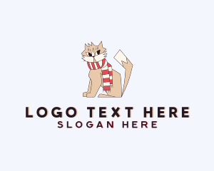 Fox - Kitten Cat Scarf logo design