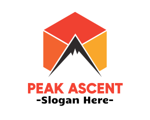 Climb - Mountain Peak Cube logo design