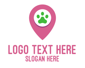 Frequency - Paw Print Location Pin logo design