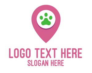 Veterinary - Paw Print Location Pin logo design