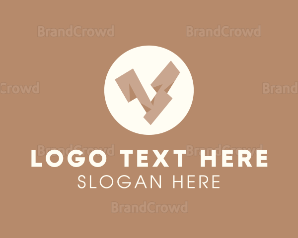 Wooden Brown Letter V Logo