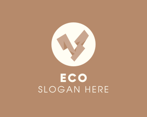 Wooden Brown Letter V Logo