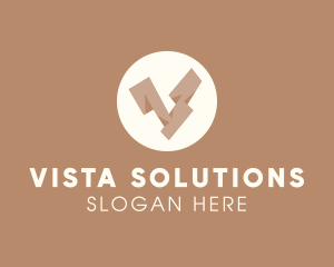 Wooden Brown Letter V logo design