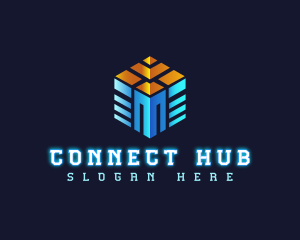 Cyber Technology Cube logo design