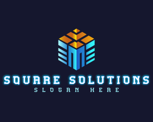 Cyber Technology Cube logo design