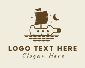 Sail - Bottle Galleon Ship logo design