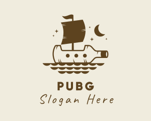 Bottle Galleon Ship Logo