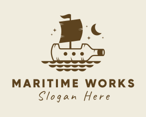 Bottle Galleon Ship logo design