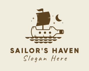 Bottle Galleon Ship logo design