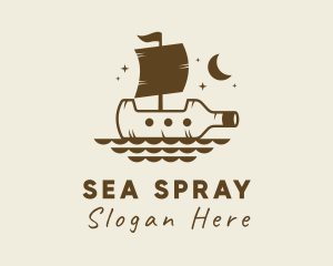 Bottle Galleon Ship logo design