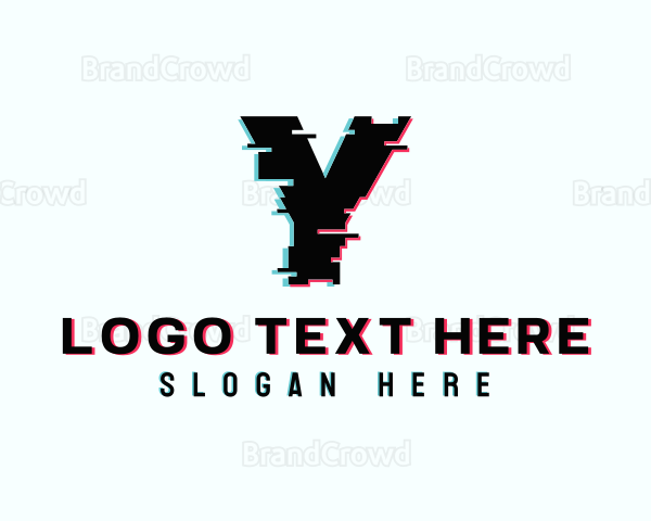 Glitch Tech Letter Y Logo