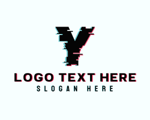 Multimedia - Glitch Tech Letter Y logo design