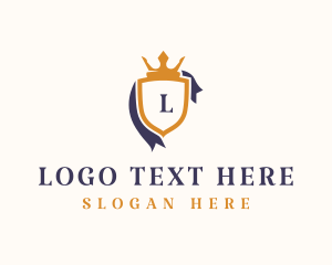Luxury - Crown Shield Ribbon logo design
