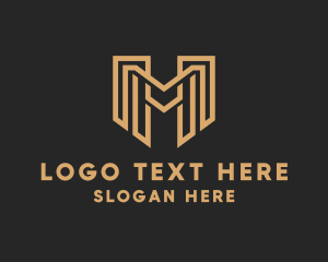 Advisory - Golden Financial Letter M logo design