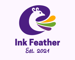 Peacock Bird Feathers logo design