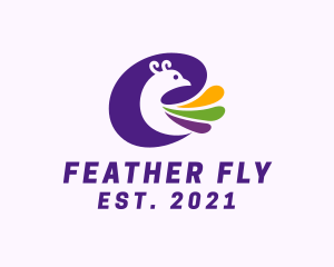 Peacock Bird Feathers logo design