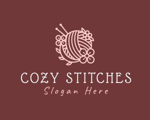 Knitting - Yarn Floral Knit logo design