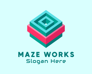 Maze Cube Game logo design