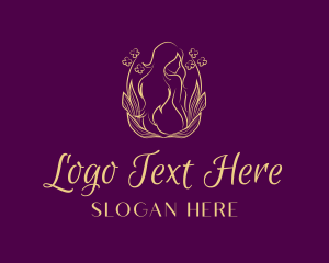 Vegan - Floral Organic Nude Woman logo design