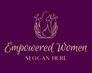 Floral Organic Nude Woman logo design