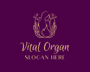 Floral Organic Nude Woman logo design