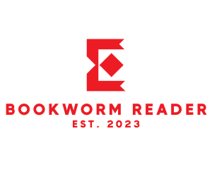 Reader - Red Monogram Letter E logo design