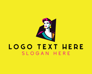 Lady - Pop Art Woman Makeup logo design