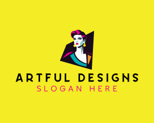 Pop Art Woman Makeup logo design