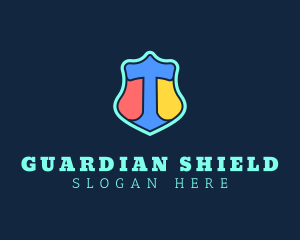 Protective - Neon Shield Letter T logo design