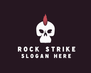 Skull Mohawk Rock Band logo design