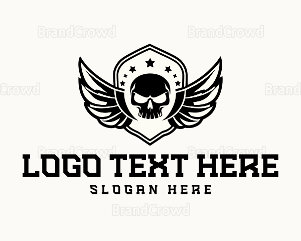 Skull Wings Shield Logo