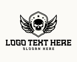 Skull - Skull Wings Shield logo design