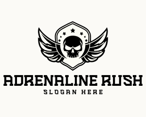 Skull Wings Shield logo design